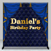 Aperturee - Aperturee Royal Blue Curtain Custom Name Birthday Bash Backdrop